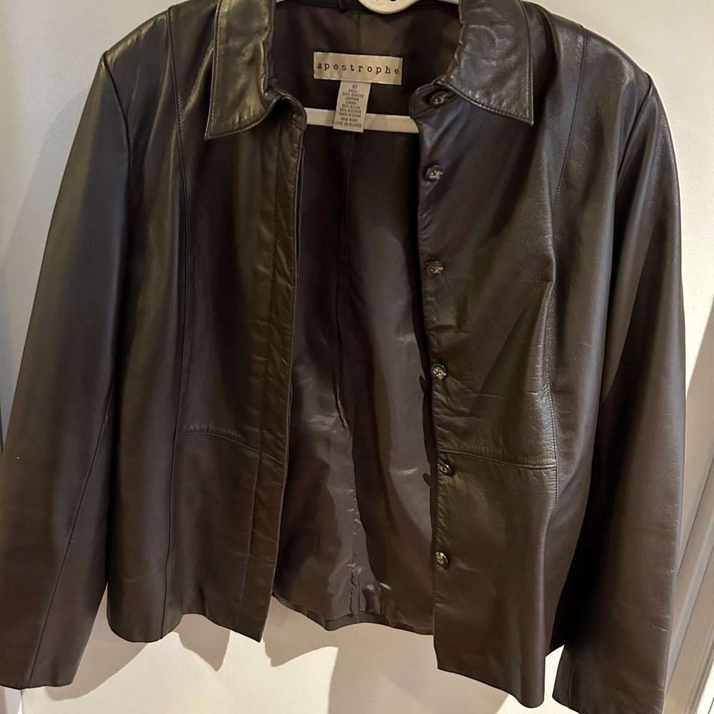 Apostrophe brown leather jacket - Picture 3 of 4